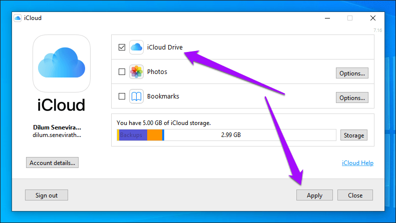 Cách thay đổi vị trí thư mục iCloud Drive trên Windows 10