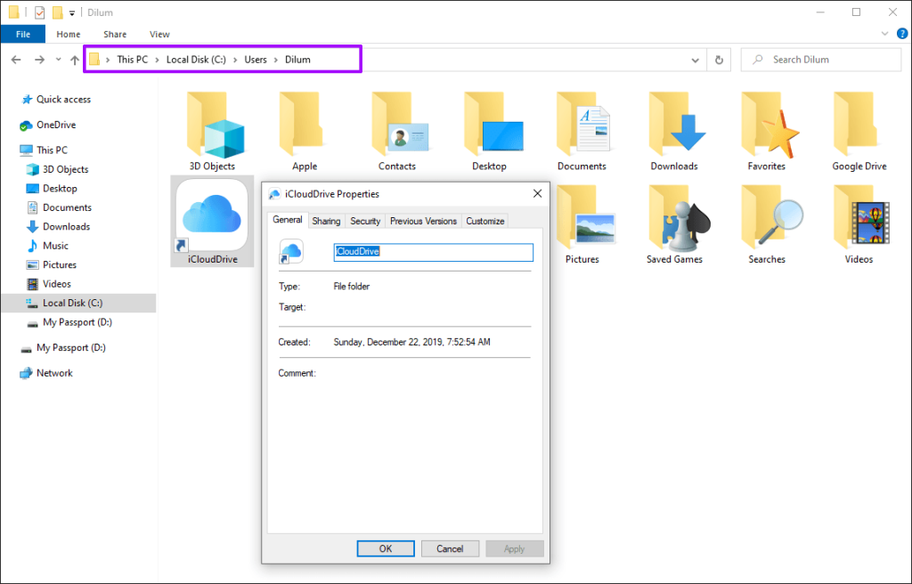 Cách thay đổi vị trí thư mục iCloud Drive trên Windows 10